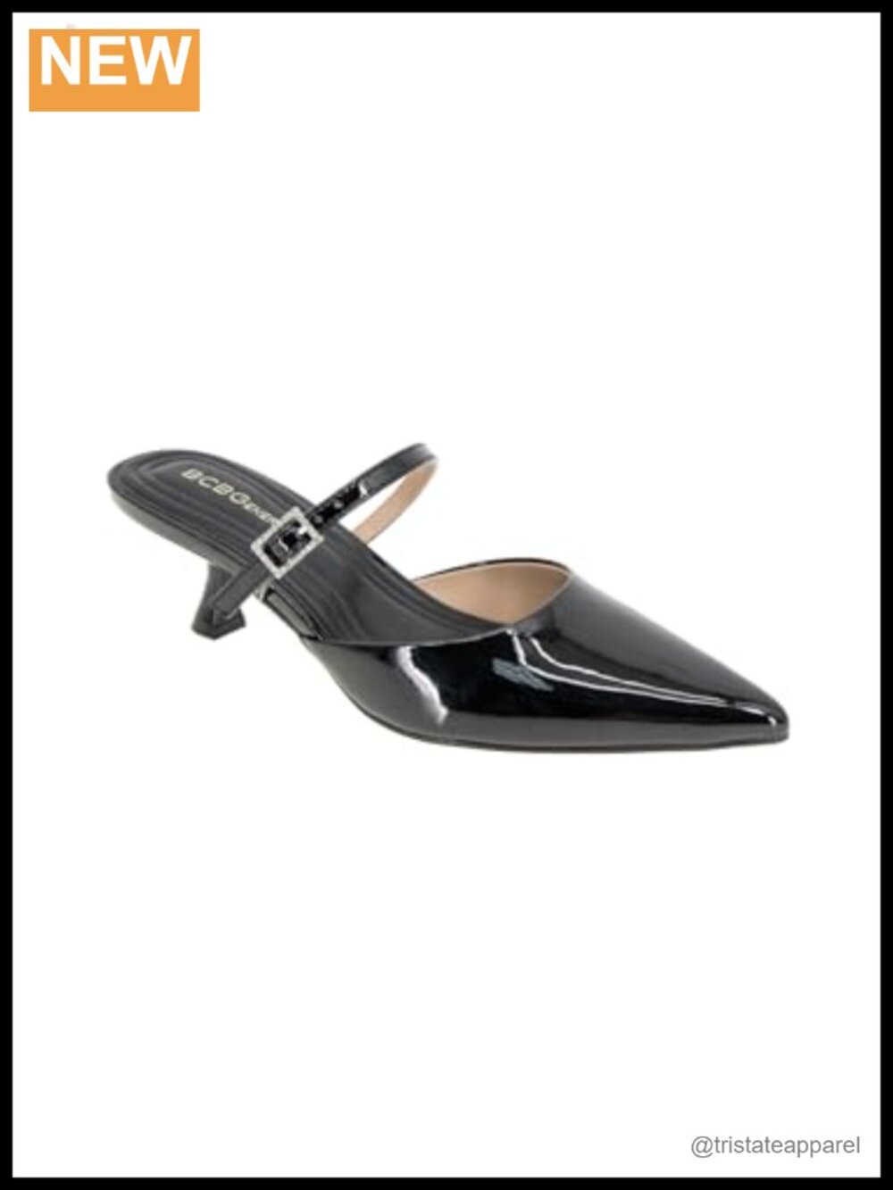 Rhinestone Buckle Kitten Heel Pointed Toe Pull-On Pumps Party Shoes